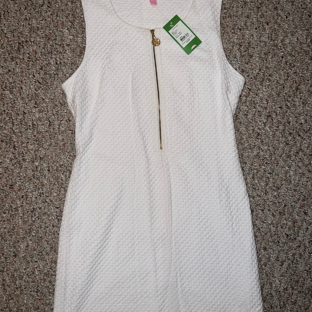 Lilly Pulitzer Women's White Waffle Knit Zip Dress-Size Large